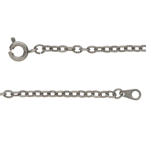 Chain, gunmetal-finished brass, 2.5mm textured cable, 24 inches with springring clasp. Sold individually. image number 0