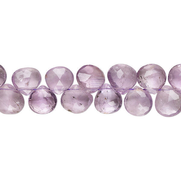 Amethyst 1pkg1, hand-cut top-drilled faceted puffed teardrop bead natural 7 inch 7-8mm image number 0