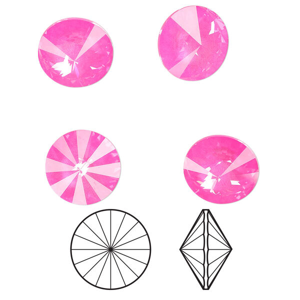 Chaton 144pk crystal electric pink ignite LacquerPRO, Swarovski® 12mm rivoli 1122 image number 0