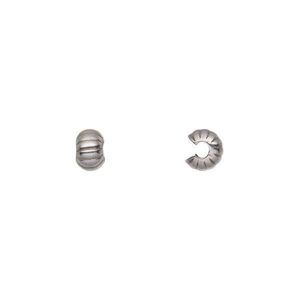 Crimp cover, stainless steel, 5mm corrugated round. Sold per pkg of 100. image number 0