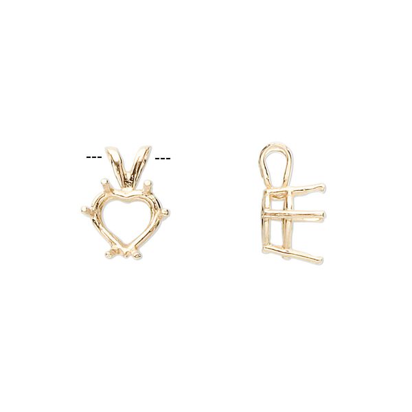 Pendant, Sure-Set™, 14Kt gold, 8mm with pre-notched 6-prong heart basket setting. Sold individually. image number 0