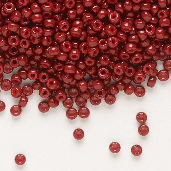 Seed bead, Miyuki, glass, pkg/250g, #8 rocaille, Duracoat® opaque outside dyed maroon, (RR-4470). image number 0