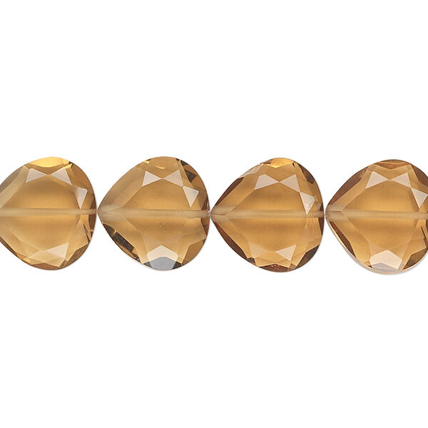 Golden quartz 1pkg10, hand-cut faceted teardrop bead B grade, 12mm image number 0