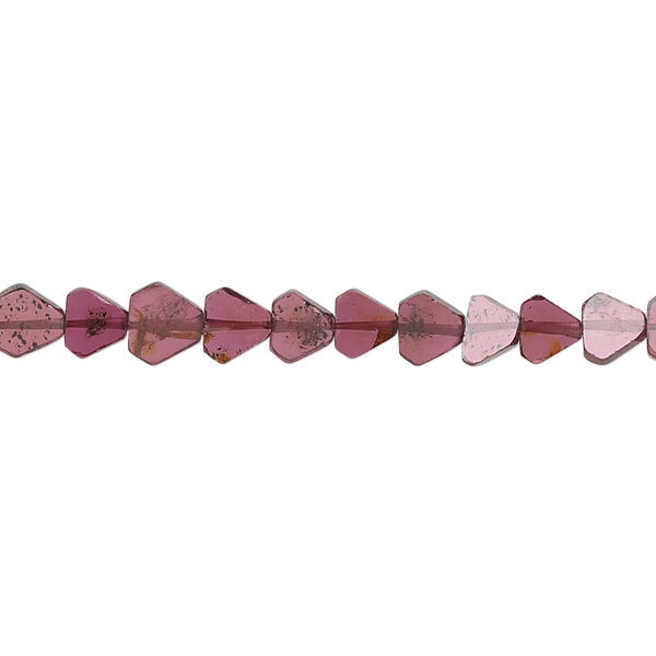 Bead, garnet (dyed), 5x4mm-8x5mm hand-cut flat 6-sided diamond, B- grade, Mohs hardness 7 to 7-1/2. Sold per 16-inch strand. image number 0
