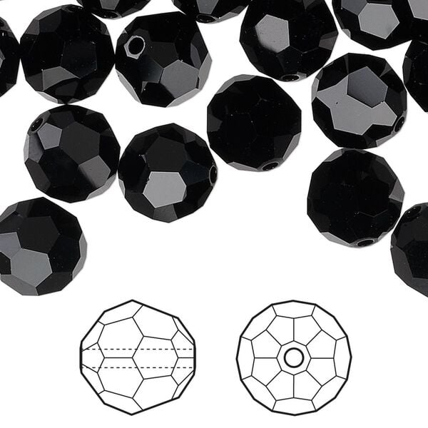 Bead 6pk jet, Crystal Passions® 10mm round 5000 image number 0