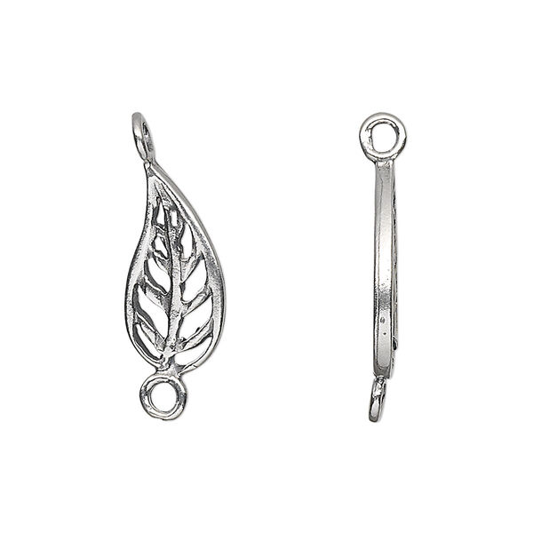 Link, JBB Findings, sterling silver, 19x8mm leaf. Sold per pkg of 2. image number 0