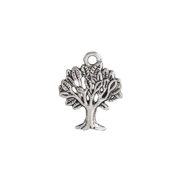 Charm, antique silver-plated "pewter" (zinc-based alloy), 18.5x16.5mm single-sided tree. Sold per pkg of 20. image number 0