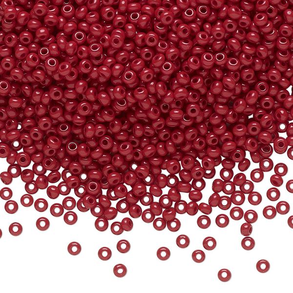 Seed bead, Preciosa Ornela Czech glass, pkg/50g, #11 rocaille, opaque red coral, (93310). image number 0