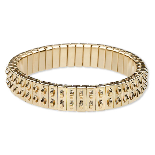 Bracelet component, stretch, gold-plated stainless steel, 11mm wide cha-cha, 6-1/2 inches. Sold individually. image number 0