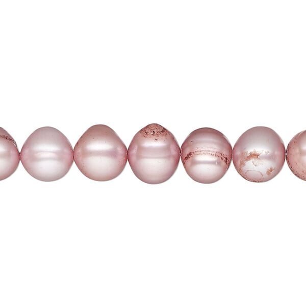 Pearl, cultured freshwater pearl (dyed), dusty rose, 7-8mm semi-round, D grade, Mohs hardness 2-1/2 to 4. Sold per 15" strand, approximately 50 beads. image number 0