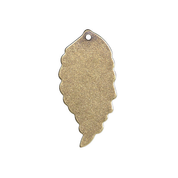 Charm, brass, 29x14mm double-sided blank flat leaf, 26 gauge. Sold per pkg of 4. image number 0