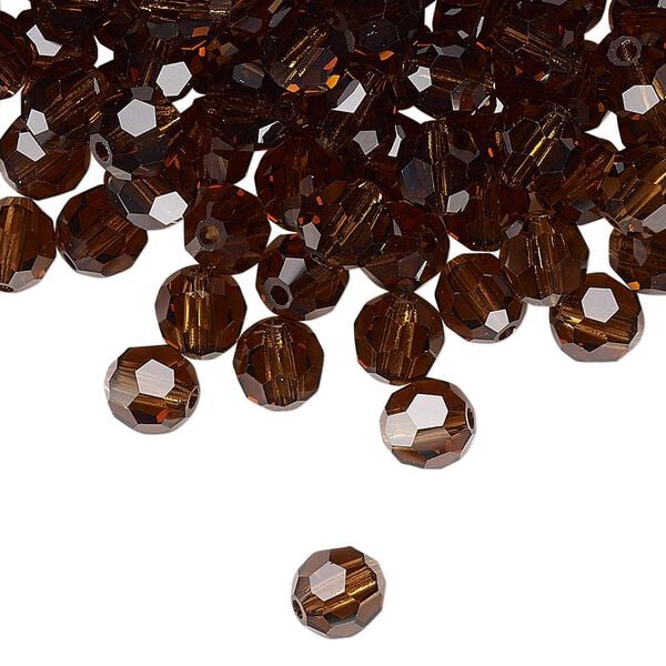 Bead 24pk smoked topaz, Preciosa Czech crystal 6mm round image number 0