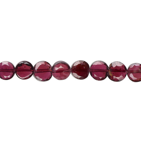 Garnet 1pkg1, hand-cut faceted flat round bead B grade, 15.5-16 inch 5-7mm image number 0