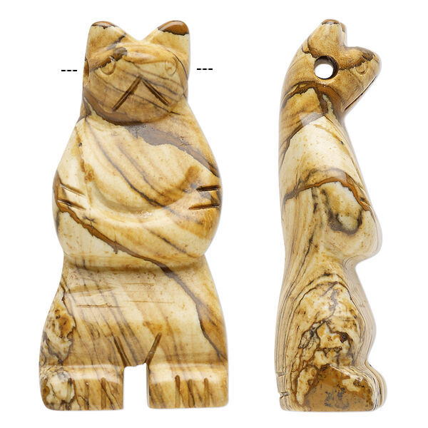 Picture jasper 1pkg1, top-drilled hand-cut standing bear focal natural B grade, 41x18mm-45x22mm image number 0
