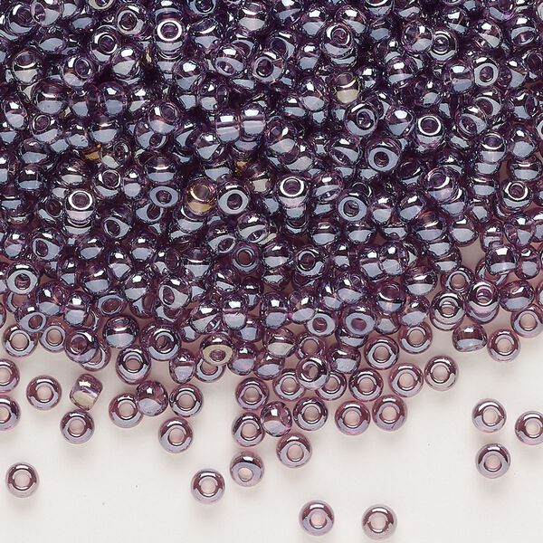 Seed bead, glass, pkg/50g, #8 rocaille, opaque luster amethyst. image number 0