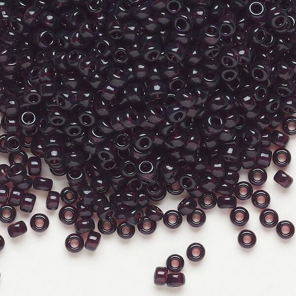 Seed bead, Miyuki, glass, pkg/50g, #8 rocaille, transparent extra dark smoky amethyst (RR-2402). image number 0