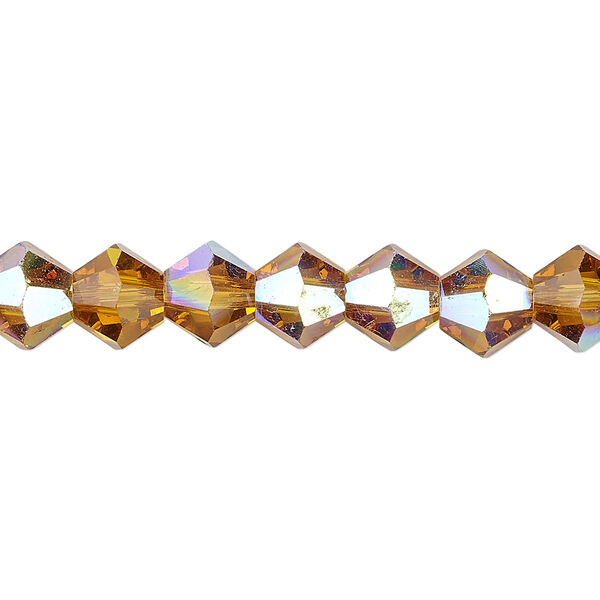 Bead 1pk transparent gold AB, Celestial Crystal® 8mm bicone 15.5-16 inch image number 0