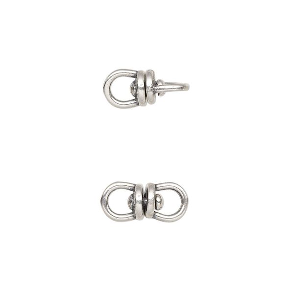 Link, JBB Findings, antique silver-plated brass, 13.5x6mm with center swivel. Sold per pkg of 2. image number 0