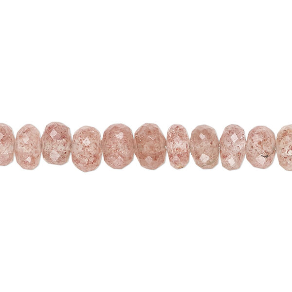 Strawberry quartz 1pkg1, hand-cut faceted rondelle bead natural 14 inch 6x4mm-7x5mm image number 0