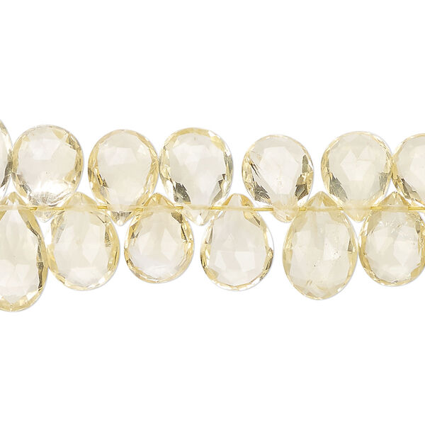 Citrine 1pkg1, hand-cut top-drilled faceted puffed teardrop bead 8 inch 9x7mm-12x9mm image number 0