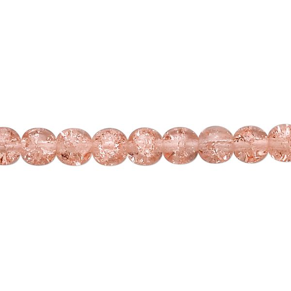 Bead, Czech crackle glass druk, pink, 6mm round. Sold per 15-1/2" to 16" strand. image number 0