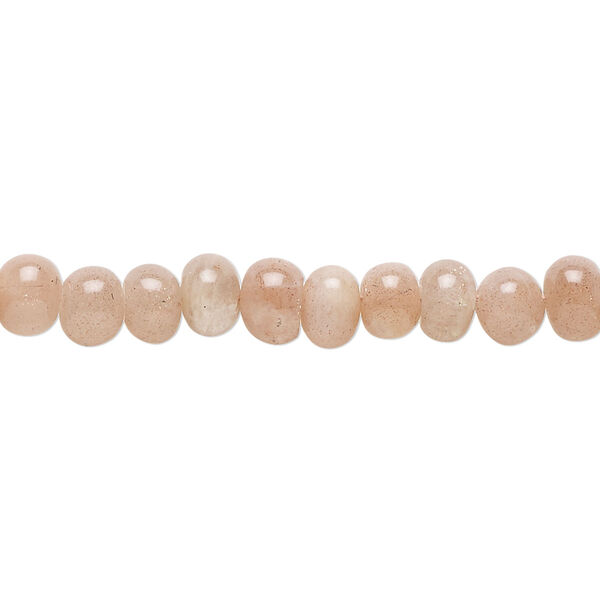 Peach moonstone 1pkg1, hand-cut rondelle bead natural B+ grade, 14 inch 6x3mm-7x4mm image number 0
