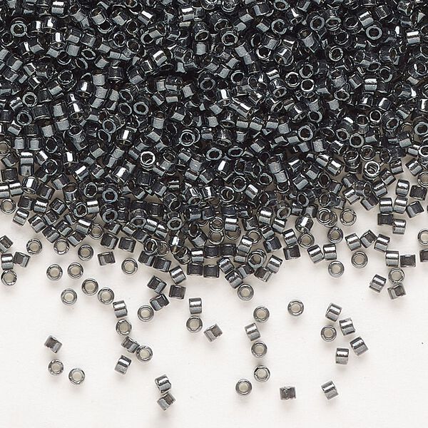 Seed bead, Delica®, glass, pkg/250g, #11 round, translucent steel-lined luster crystal clear (DB-2394). image number 0