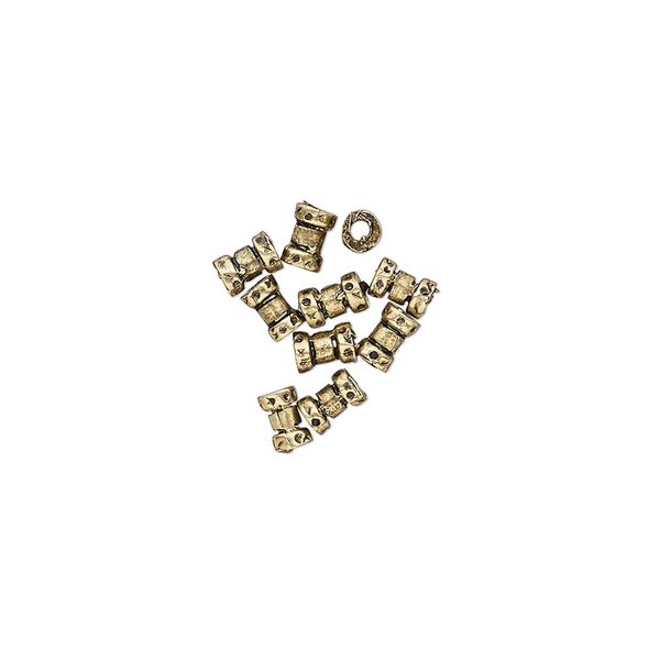 Crimp, antiqued brass, 4x2.5mm tube, 1mm inside diameter. Sold per pkg of 10. image number 0