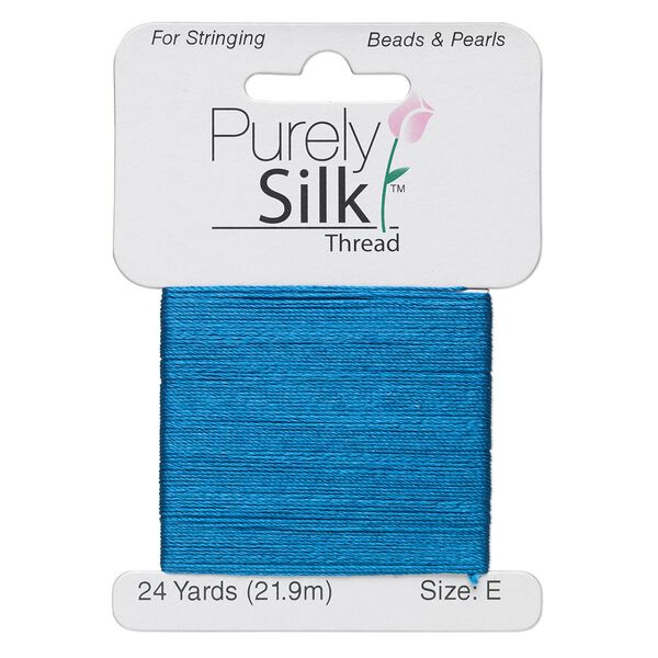 Thread, Purely Silk™, royal blue, size E. Sold per 24-yard card. image number 0