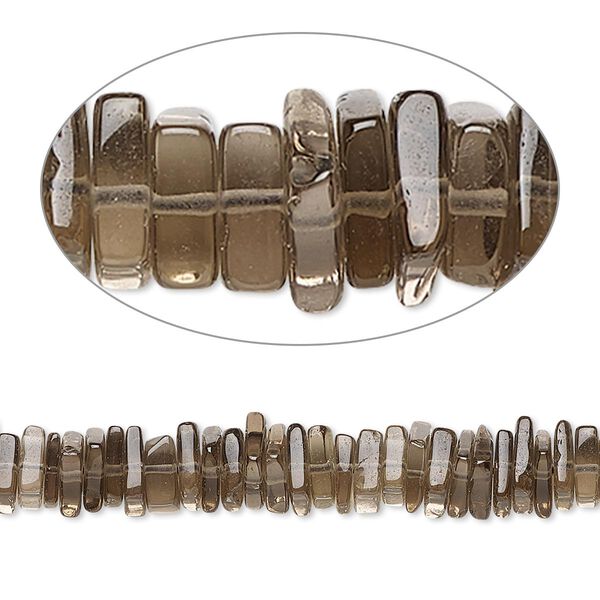 Smoky quartz 1pkg1, hand-cut square rondelle bead 8 inch 4x1mm-6x2mm image number 0