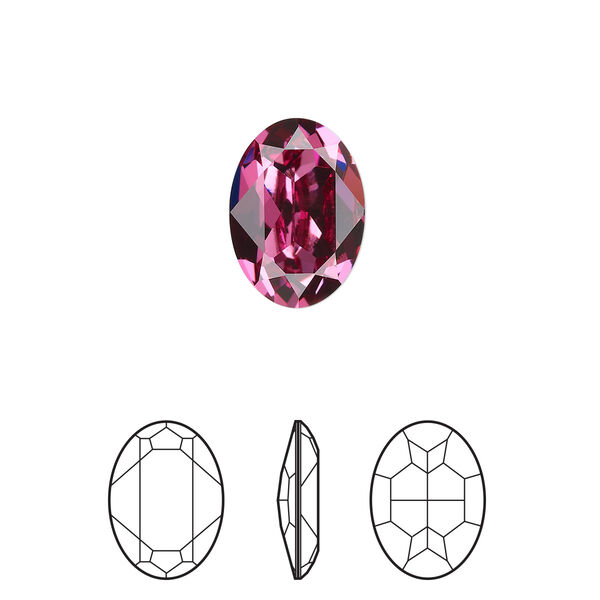 Fancy stone 144pk dark rose foil back, Swarovski® 14x10mm oval 4120 image number 0