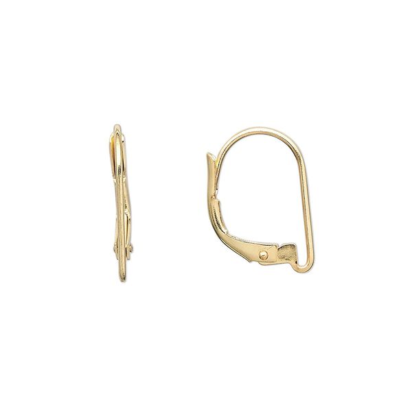 Ear wire leverback 1pkg100 gold-plated, 16mm / open loop, brass 50 pair image number 0