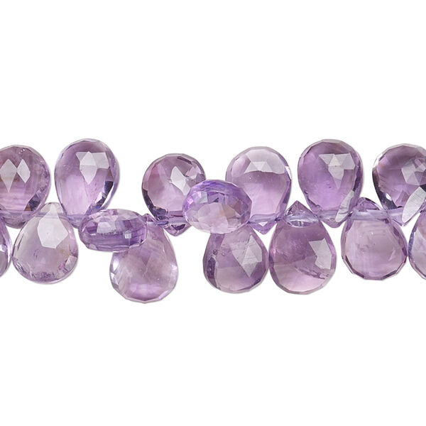 Amethyst 1pkg1, hand-cut top-drilled faceted puffed teardrop bead natural 8 inch 8x6mm-12x8mm image number 0