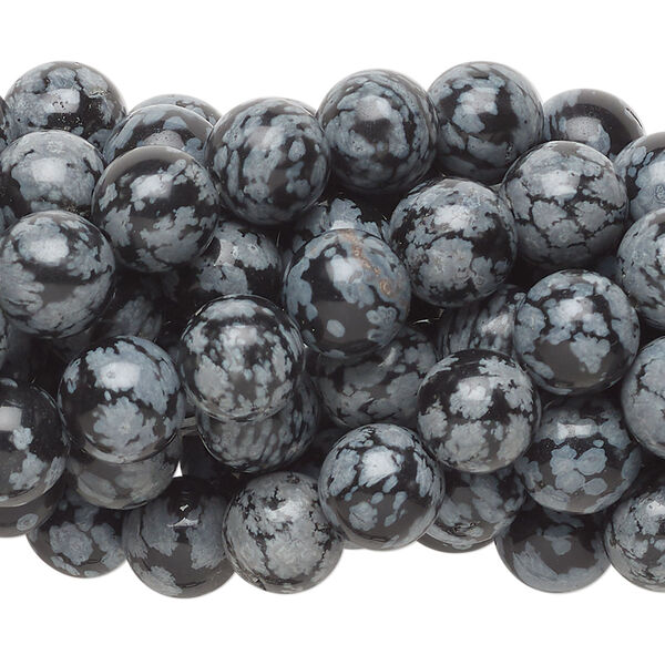 Snowflake obsidian 1pkg10, round bead natural 15.5-16 inch 8mm image number 0