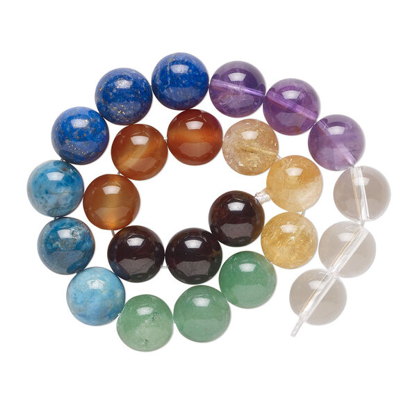 Multi-gemstone 1pkg1, round bead 9.5 inch 10mm image number 0