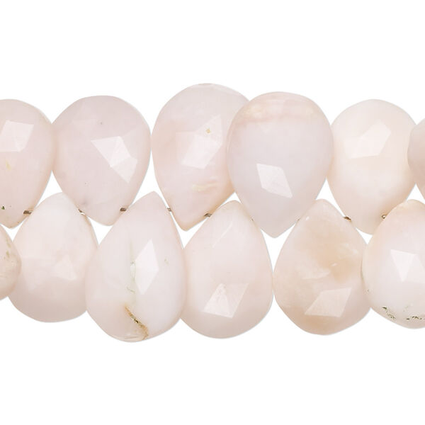 Pink opal 1pkg1, hand-cut top-drilled faceted puffed teardrop bead natural 8 inch 12x9mm-17x13mm image number 0