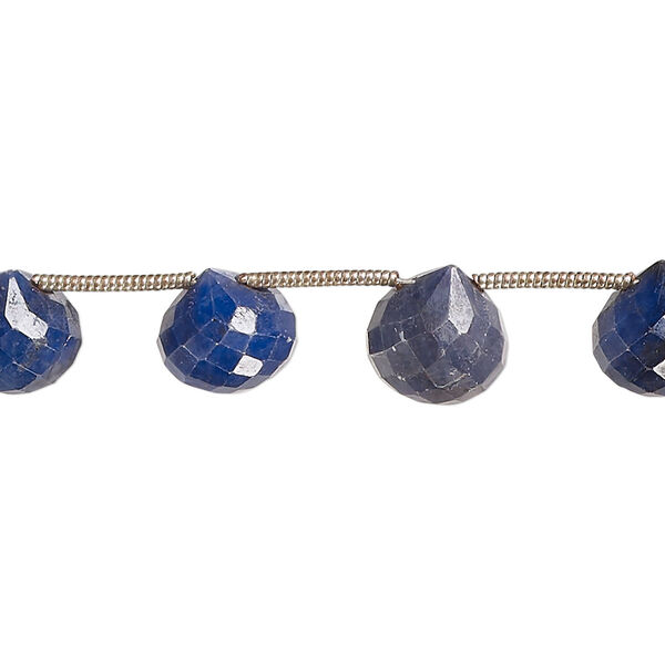 Blue sapphire 1pkg14, hand-cut top-drilled faceted teardrop bead 8x8mm-11x10mm image number 0