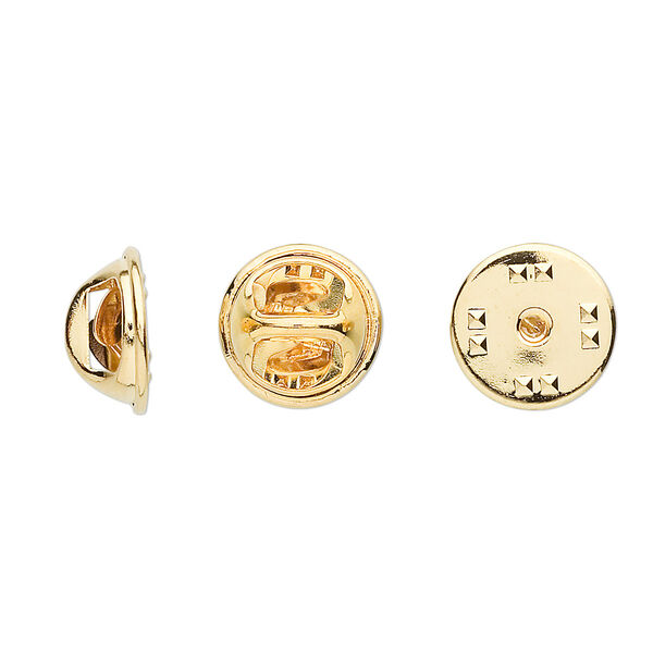 Tie tac clutch, gold-plated brass, 11.5x6.5mm squeeze style. Sold per pkg of 10. image number 0