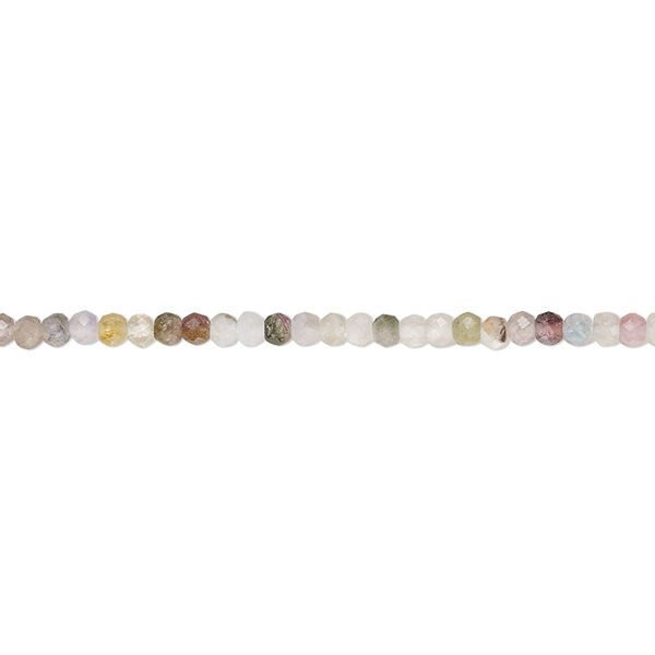 Multi-tourmaline 1pkg1, hand-cut faceted round bead natural 12 inch 2mm image number 0