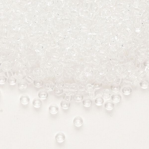 Seed bead, Miyuki, glass, pkg/50g, #8 rocaille, transparent crystal clear, (RR-131). image number 0