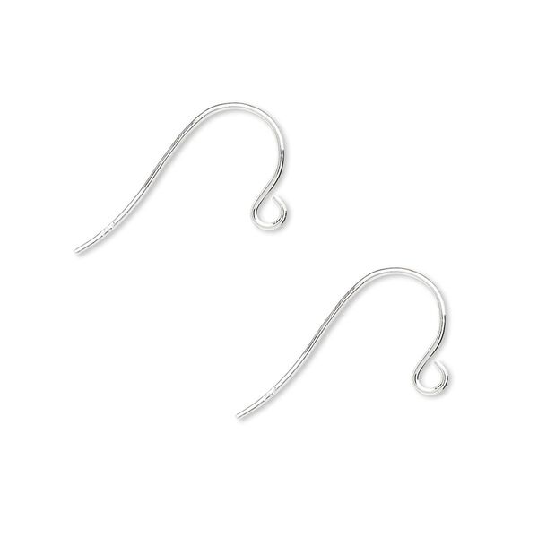 Ear wire fishhook 1pkg10 sterling silver, 11mm / open loop, 21 gauge 5 pair image number 0