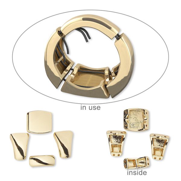 Ring, gold-finished "pewter" (zinc-based alloy), 17x16mm 2-strand rectangle with 1mm hole, size 7-1/2. Sold per 4-piece set. image number 0