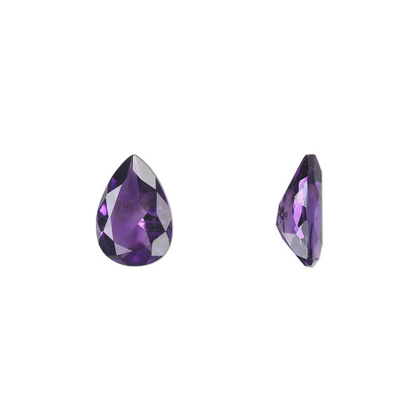 Amethyst 1pkg1, hand-cut faceted pear gem natural A grade, 10x7mm image number 0