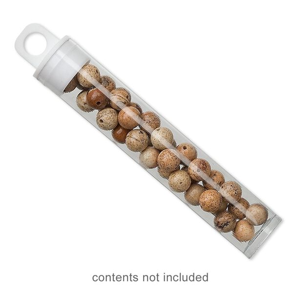 Vial, plastic, clear and white, 3 x 9/16 inch cylinder with hang tab. Sold per pkg of 100. image number 0