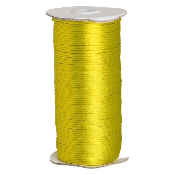 Cord, Satinique™, satin, lime green, 2mm regular. Sold per 400-foot spool. image number 0