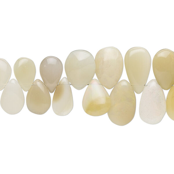 Ethiopian amber opal 1pkg1, hand-cut top-drilled puffed teardrop bead natural 8 inch graduated 7x5mm-13x9mm image number 0