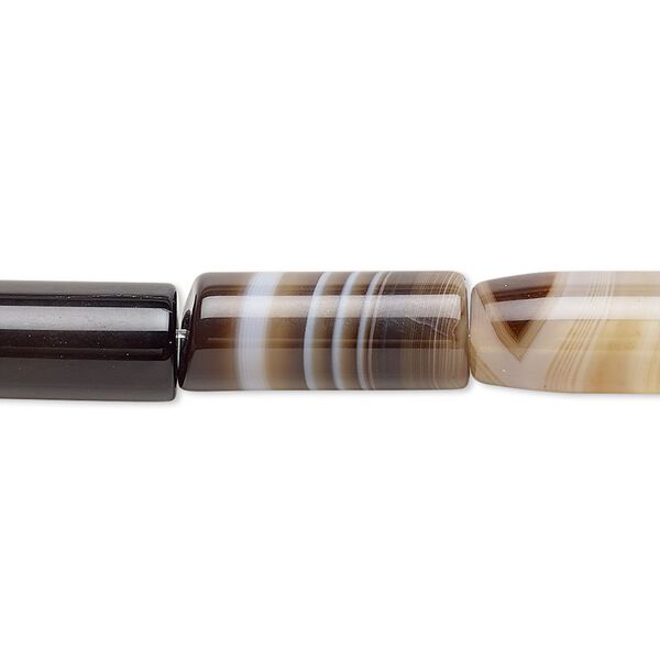 Brown striped agate 1pkg1, round tube bead 15 inch 19x8mm-20x9mm image number 0