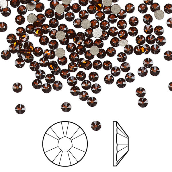 Flat back 144pk smoked amber foil back, Crystal Passions® 2.5-2.7mm rose round SS9 2058 image number 0
