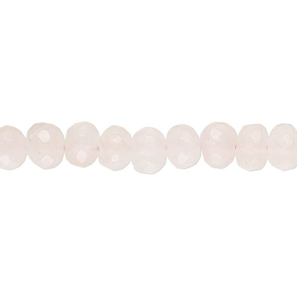 Rose quartz 1pkg1, hand-cut faceted rondelle / round bead natural 14 inch 7x5mm / 6-7mm image number 0