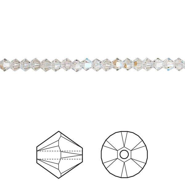 Bead 48pk crystal shimmer, Crystal Passions® 3mm bicone 5328 image number 0